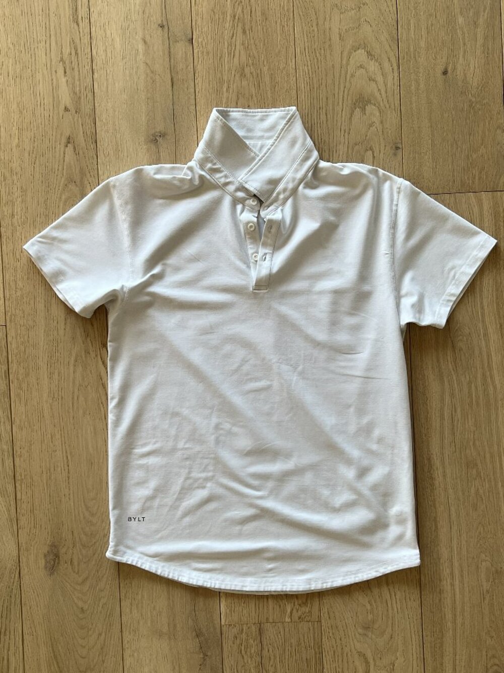 BYLT Men's Drop Cut S/S Polo White Golf Shirt Lux Size Large